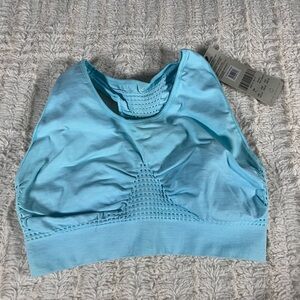 Sweaty Betty Light Blue Seamless High-Neck Sports Bra